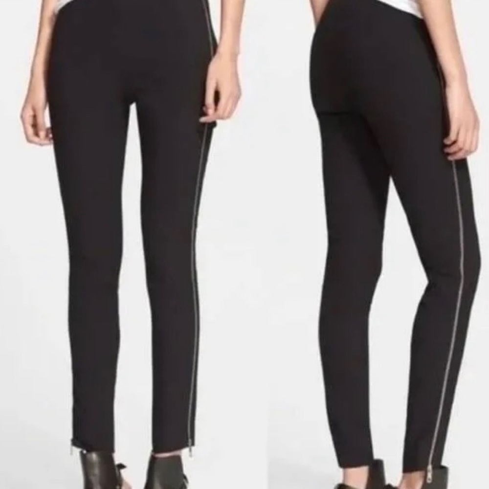 Rag and bone size 4 high waist black legging pant stretchy gold zipper accents